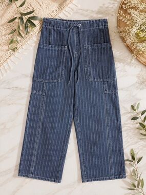Sage & Fig Pinstripe Cargo Wide Leg Jeans/Pants – Size Small – NWT